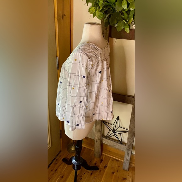 💥Madewell Embroidered Windowpane Square-Neck Button-Down Top💥 - Picture 6 of 15